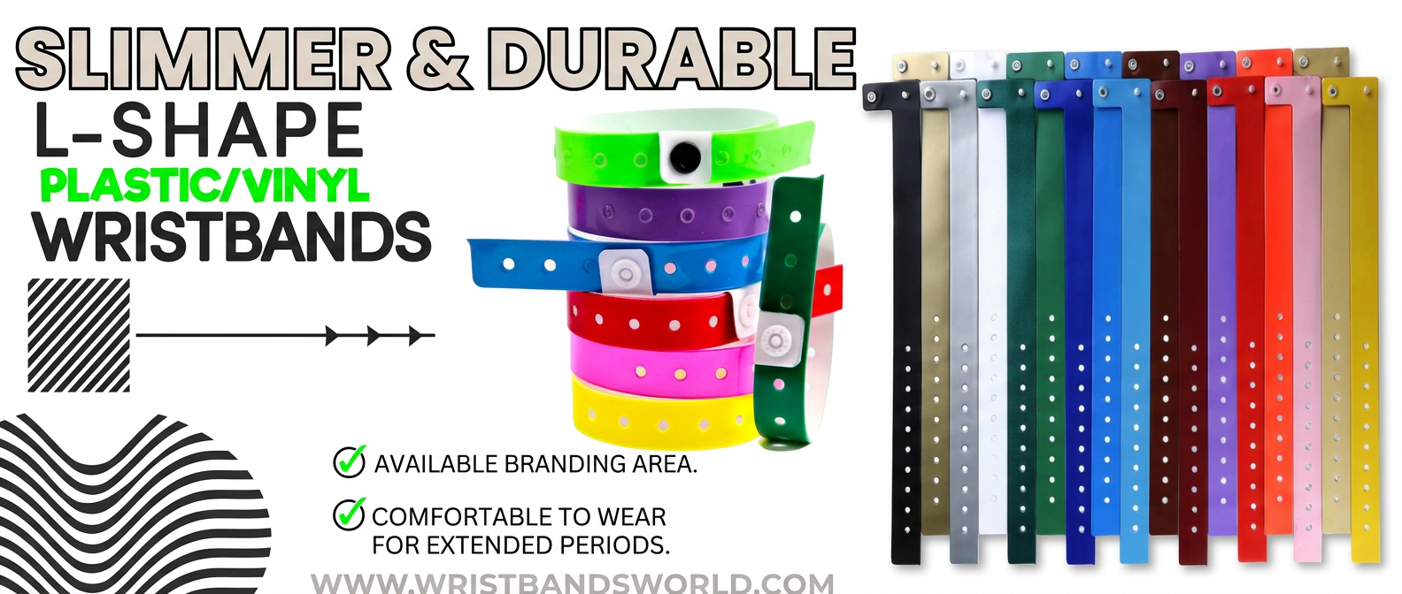 L-shape plastic vinyl wristbands